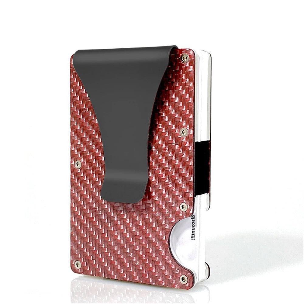 Carbon Fiber Slim Wallet with RFID Protection Front Pocket Credit Card Holder with Metal Money Clip for Men