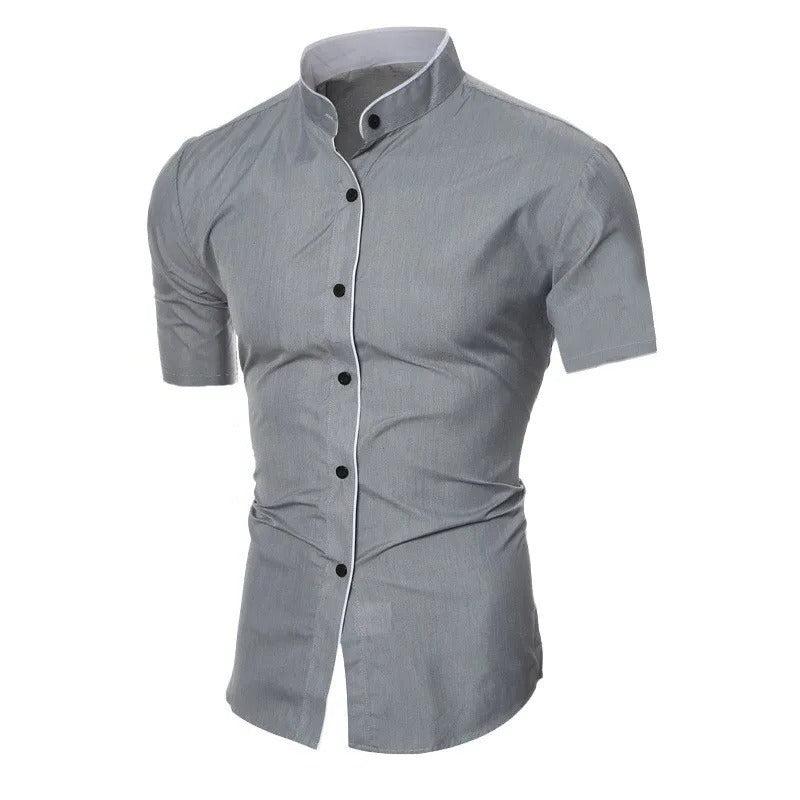 Men's Solid Color Short Sleeve Commuter Shirt Casual and Comfortable