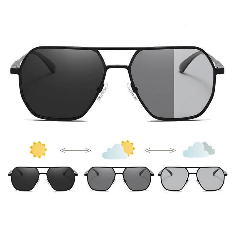 Luxury Photochromic Polarized Sunglasses Metal Frame UV400 Anti Glare Driving Glasses for Men and Women