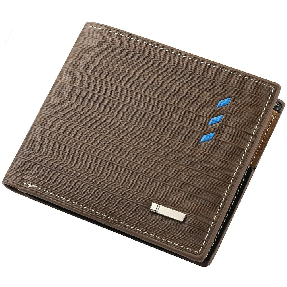 Men Elites Fashion Striped Bifold Wallet - High-Quality Leather Card Holder with Money Clip