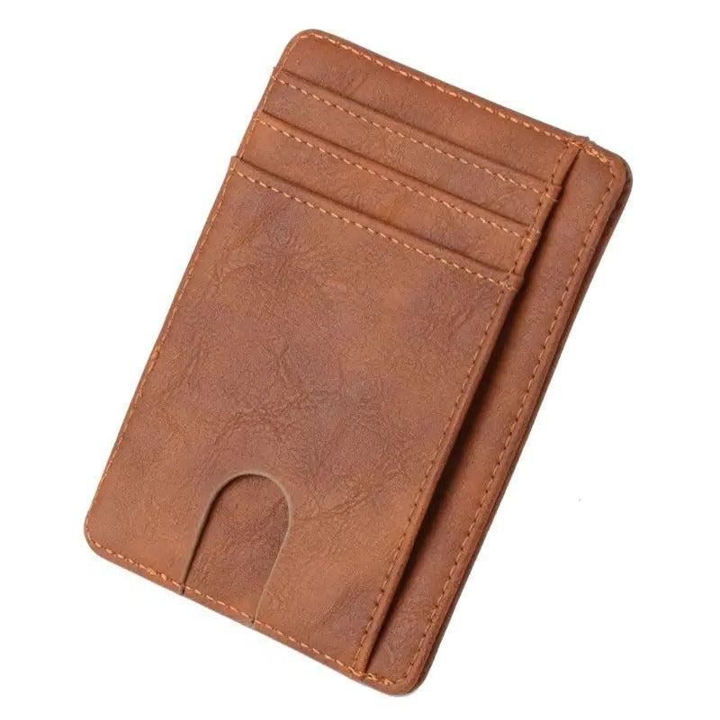 Minimalist RFID Blocking Wallet Leather Front Pocket Card Holder for Men and Women