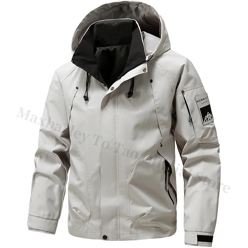 Men’s Gorpcore Rainproof Hooded Jacket Windproof Outdoor Coat