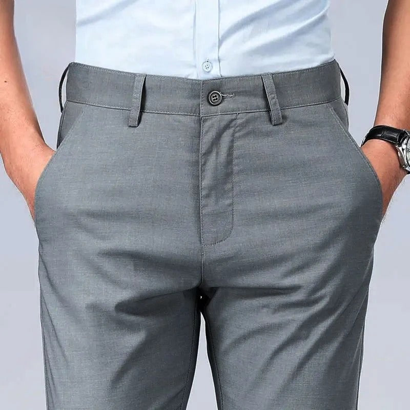Men’s Linen Straight Trousers Business Casual Vintage Suit Pants