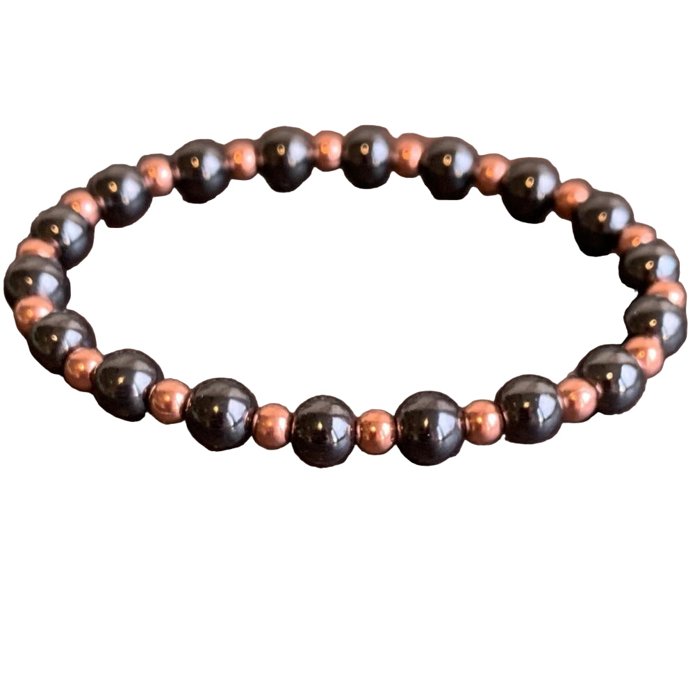 Genuine Copper Magnetic Hematite Mala Bracelet for Women