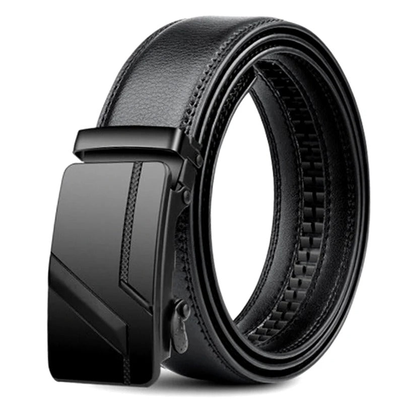 Luxury Men’s PU Leather Belt with Automatic Alloy Buckle