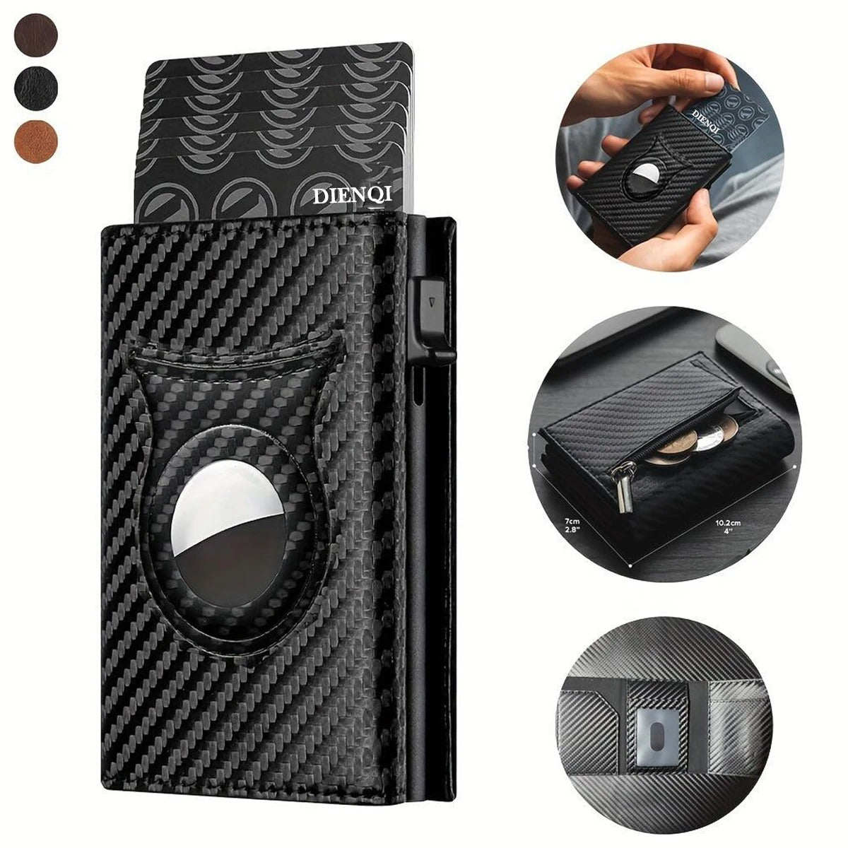 Anti-Theft Carbon Fiber Wallet with AirTag Slot for Men