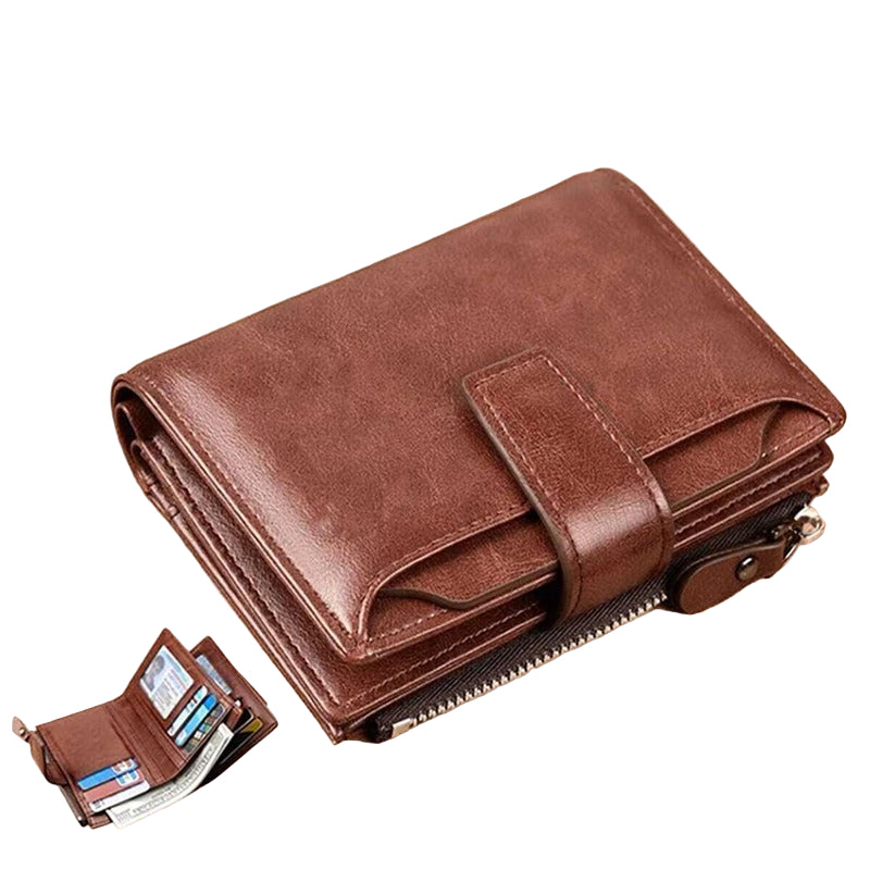 Men’s Leather RFID Wallet Coin Purse Zipper Card Holder