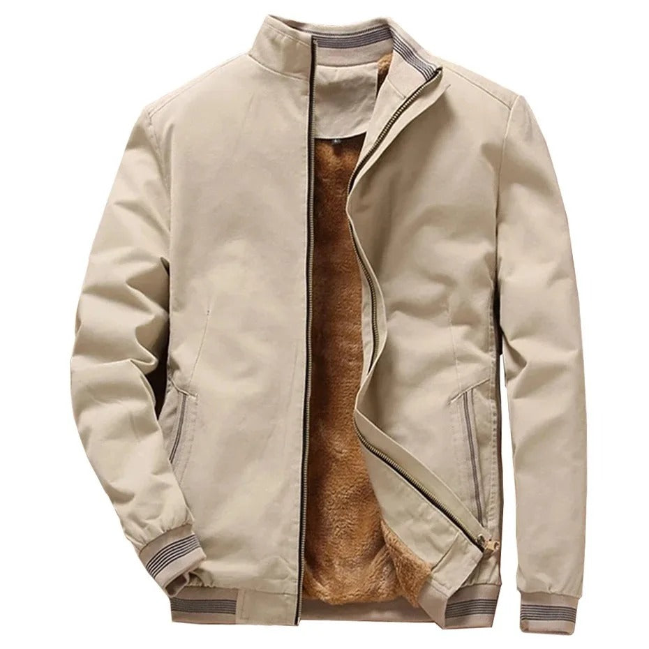 Men’s Aviator Fleece Jacket Warm Winter Baseball Zipper Coat