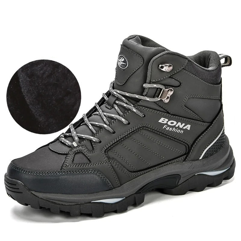 Men's Leather Snow Boots Anti-Slip Winter Warm Ankle Shoes