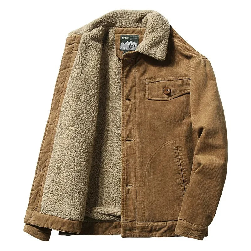 Men’s Winter Corduroy Cotton Jacket Warm Casual Parka Coat