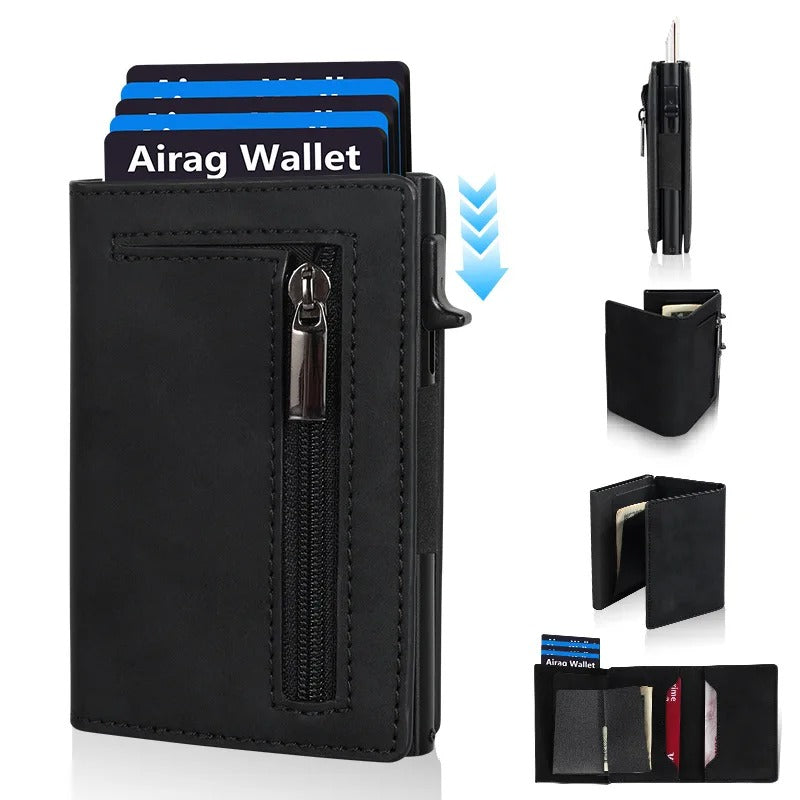 Magnetic RFID Blocking Leather Card Holder Minimalist Men’s Wallet