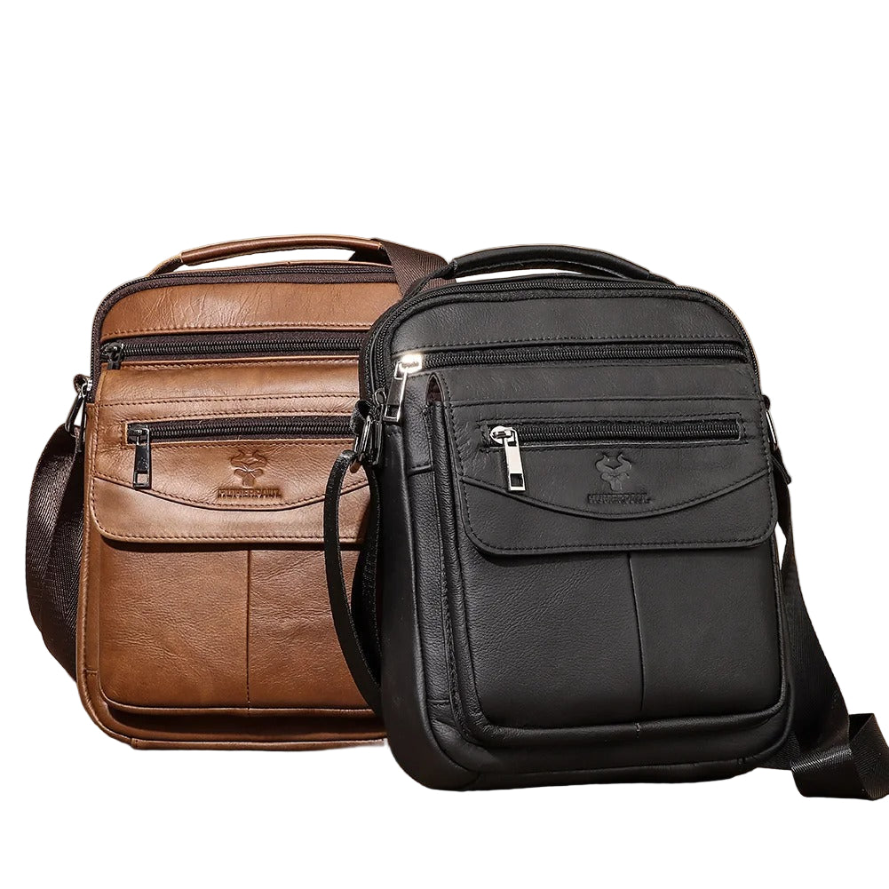 Men’s Genuine Leather Shoulder Bag Small Business Travel Crossbody