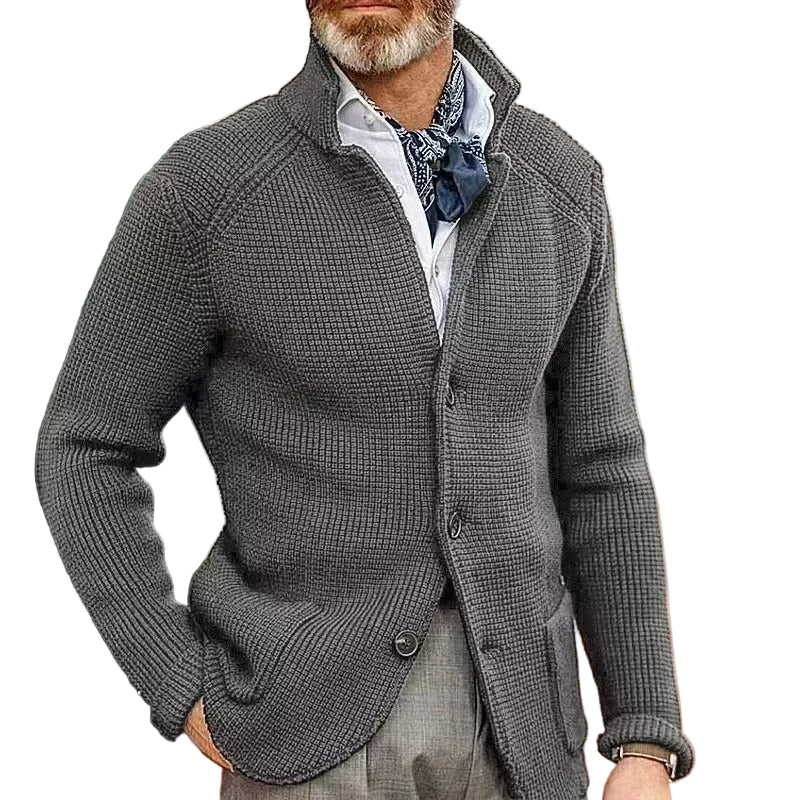 Men’s Thick Knitted Cardigan Sweater Stand Collar Winter Jacket