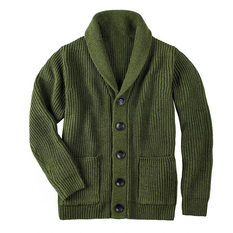 Men’s Slim Fit Wool Cardigan Sweater with Shawl Collar
