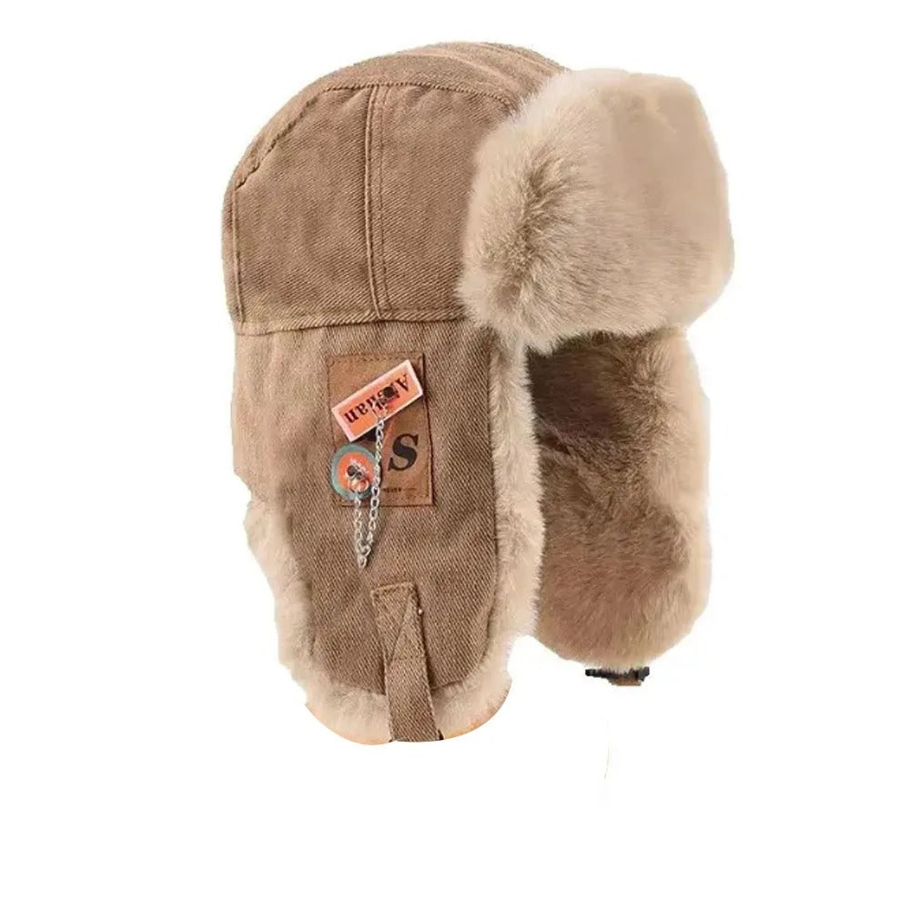 Men Winter Bomber Hat Warm Ushanka Fur Cap