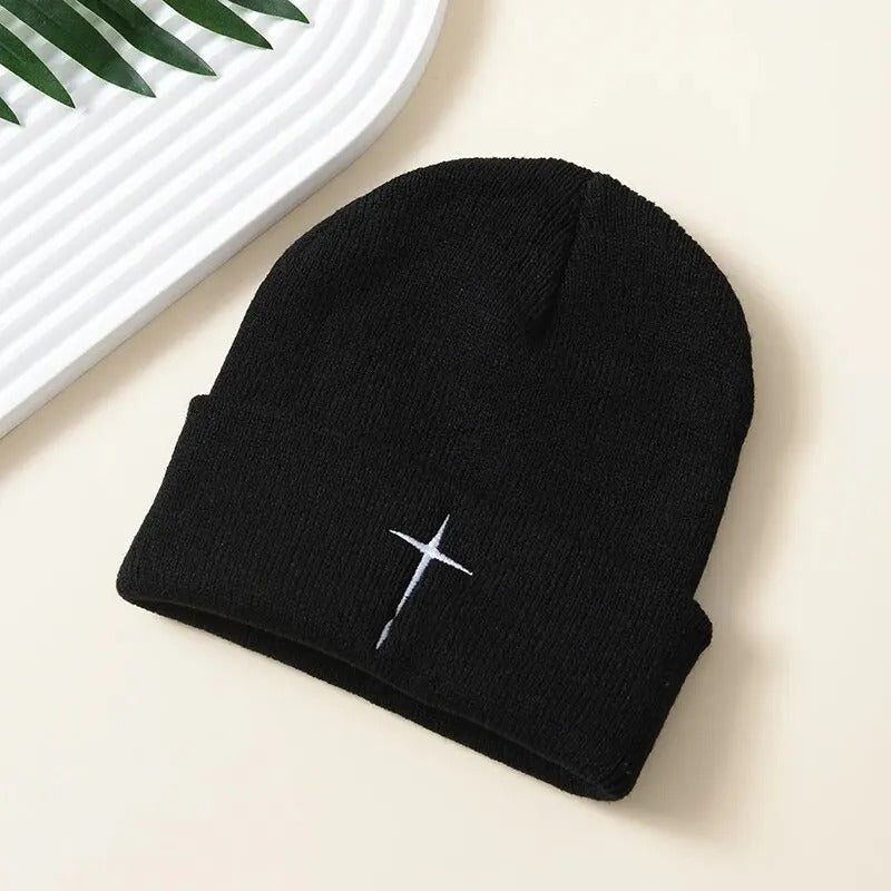 Winter Knitted Beanie Hat Unisex Embroidered Warm Outdoor Cap