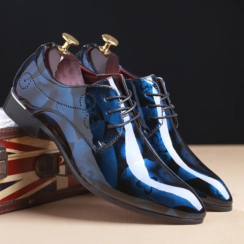 Luxury Men’s Oxford Shoes Retro Floral Lace-Up Dress Footwear