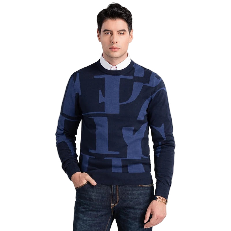 Men’s Autumn Winter Wool Sweater Slim Fit Casual Pullover