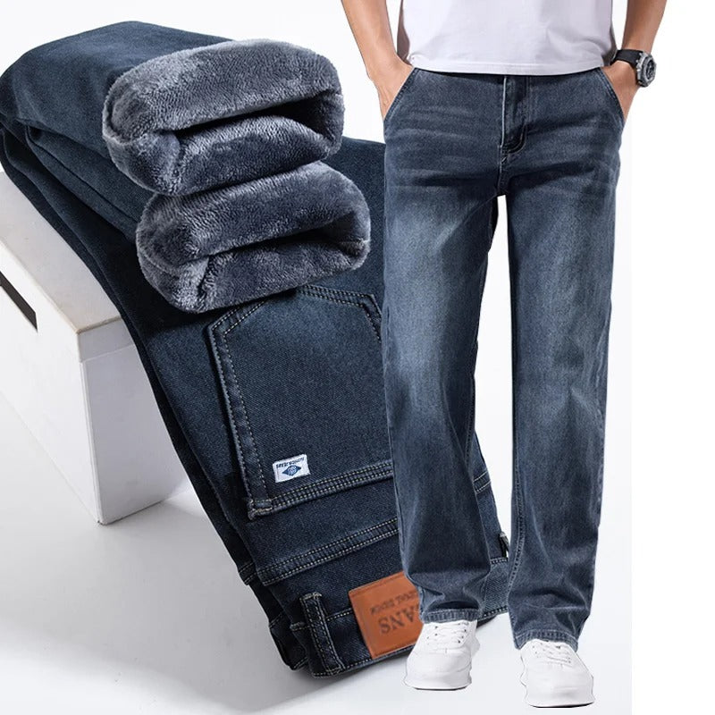 Men’s Winter Warm Fleece Lined Stretch Business Casual Jeans