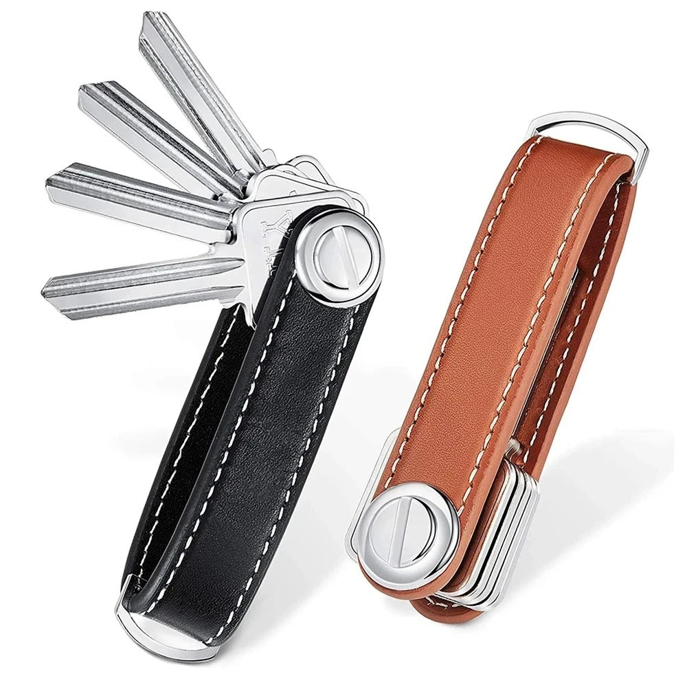 Leather Car Key Pouch Wallet Holder Keychain Organizer