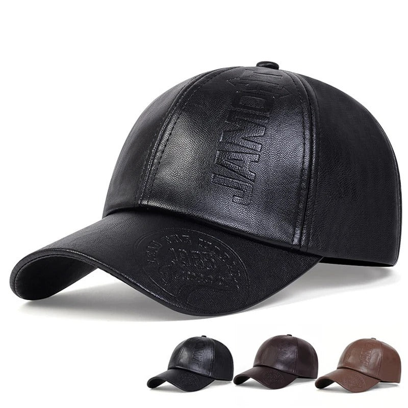 Men’s Vintage Leather Baseball Cap Retro Fashion Sports Hat