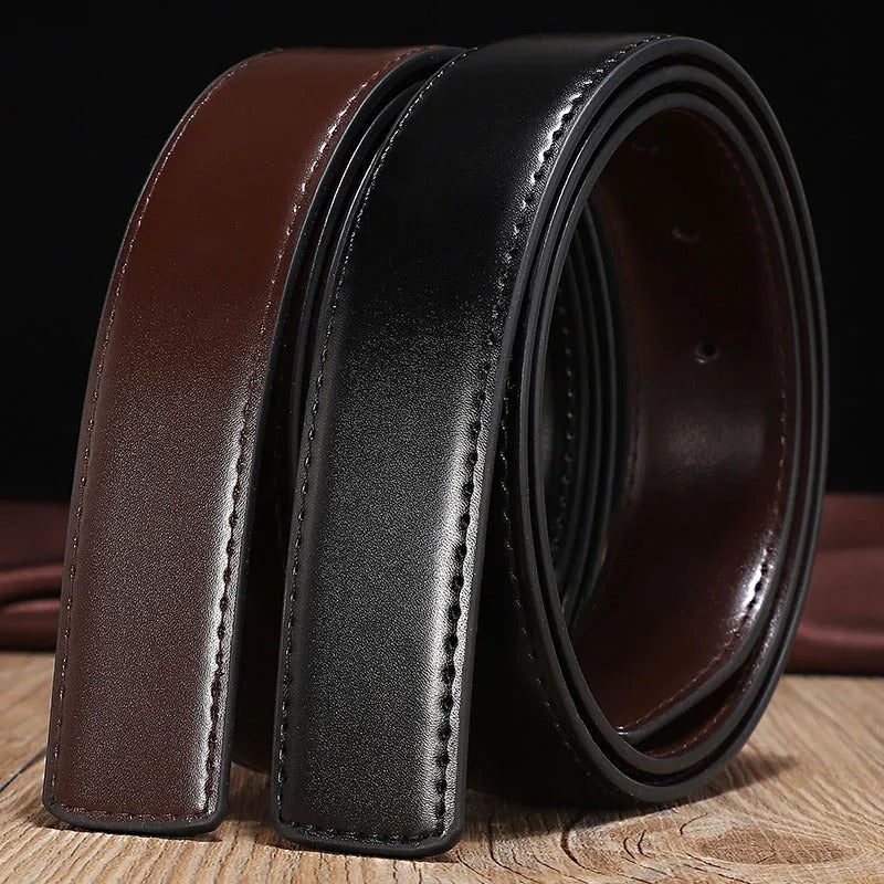Reversible Cowhide Leather Belt Strap Without Buckle for Men