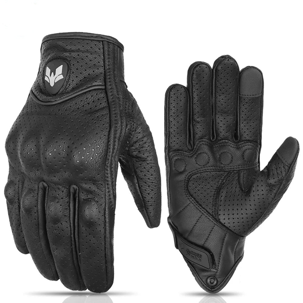 Men’s Vintage Leather Motorcycle Gloves Summer Touchscreen Anti-Slip