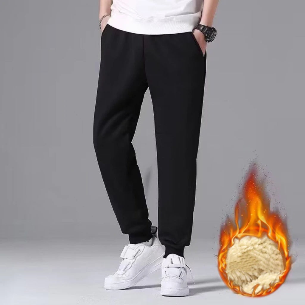 Men’s Winter Sweatpants Thick Plush Casual Warm Trousers Black