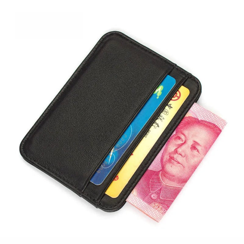 Slim Genuine Sheepskin Leather Men’s Wallet Mini Cardholder