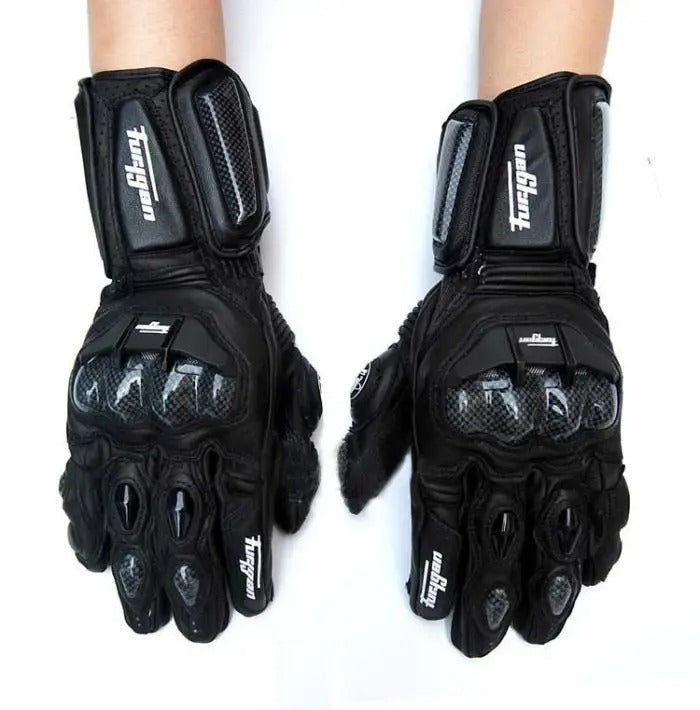 Men’s Leather Motorcycle Gloves Carbon Fiber Touchscreen Safety