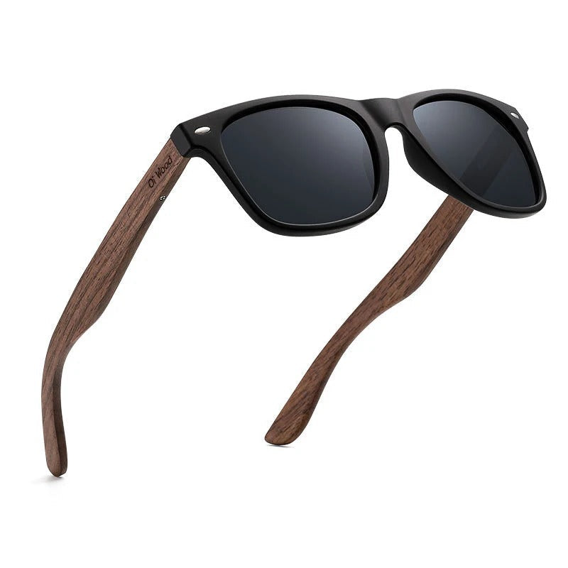 Polarized Wooden Sunglasses for Men with TR90 Frames