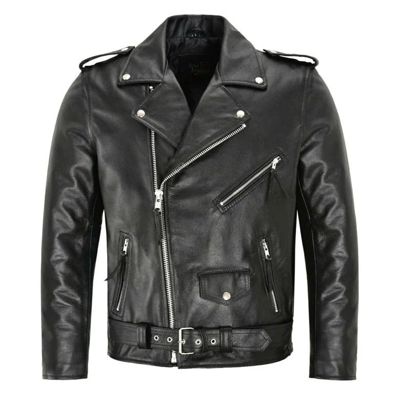 Men’s PU Leather Motorcycle Jacket Slim Fit Fashion Coat