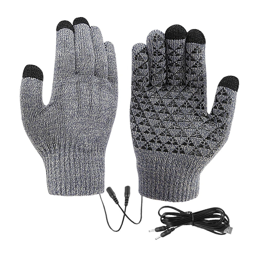 USB Heated Gloves Touch Screen Winter Skiing Riding Mittens