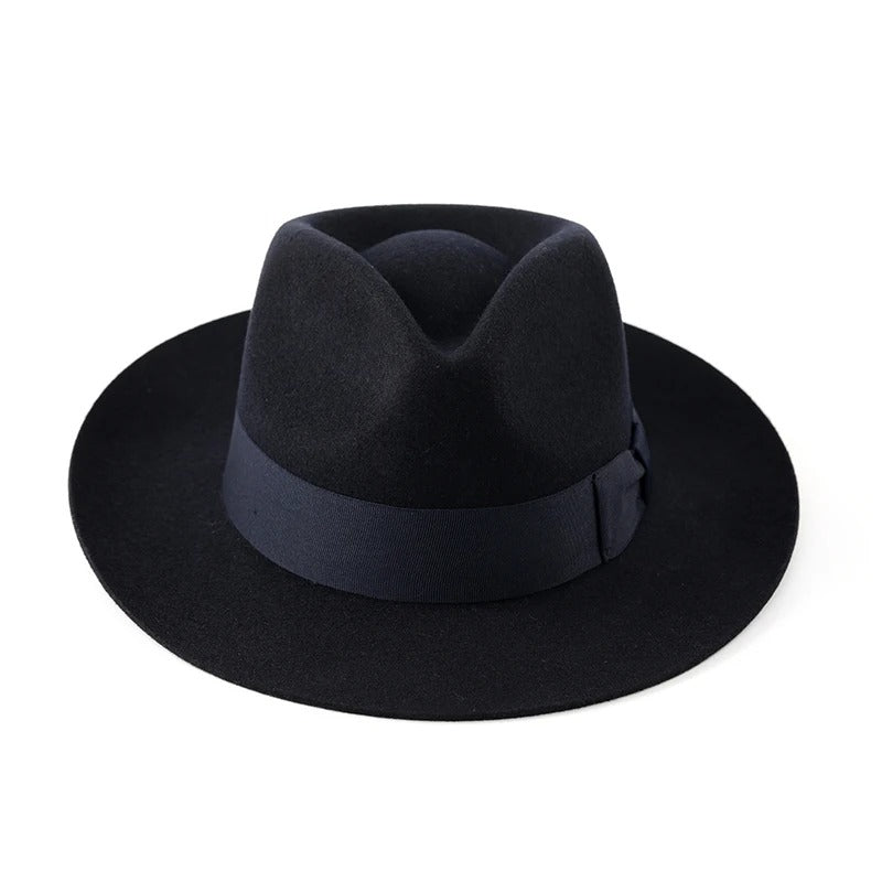 Men’s 100% Wool Felt Fedora Hat with Satin Lining