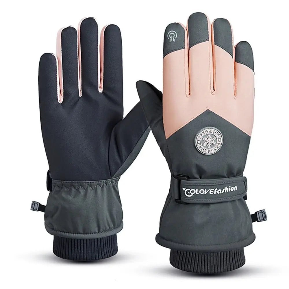 Winter Ski Gloves Waterproof Touchscreen PU Leather Warm