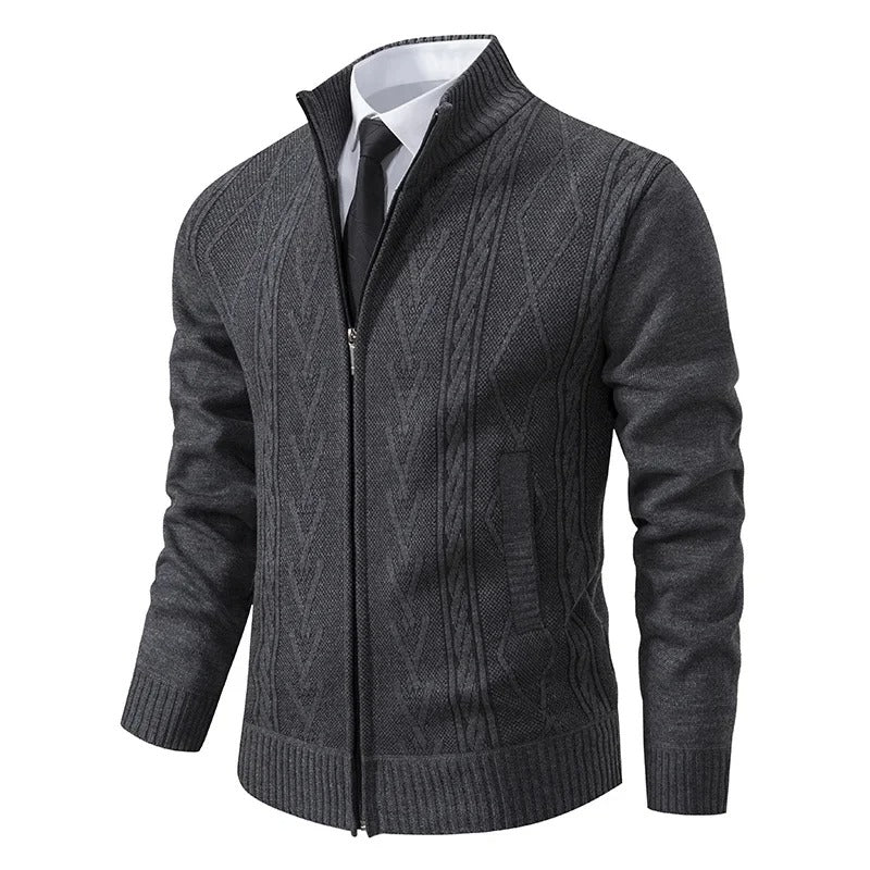 Men’s Long Sleeve Knitted Jacket Warm High Collar Fashion