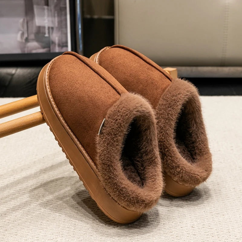 Men's Winter Slippers Fluffy Warm Indoor Anti-Slip Fur Shoes