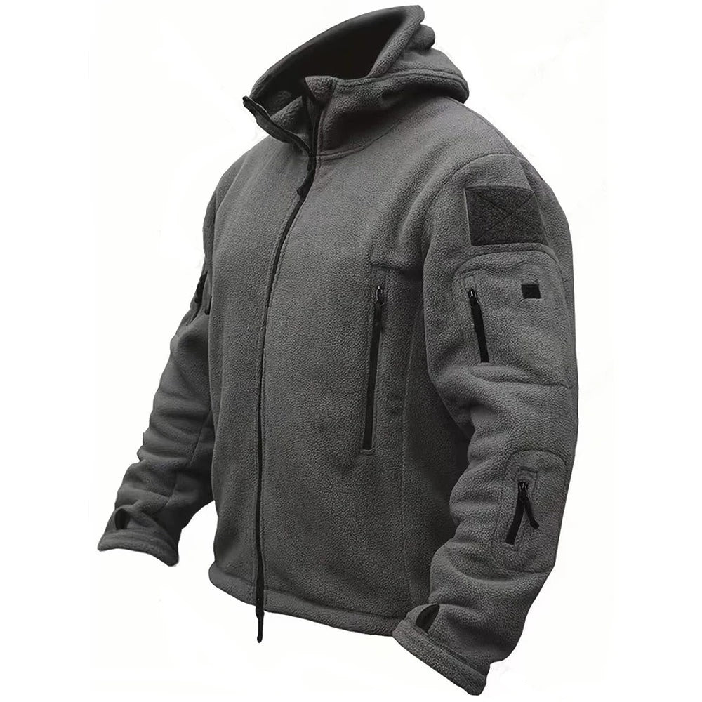 Men’s Tactical Fleece Jacket Winter Softshell Hooded Coat