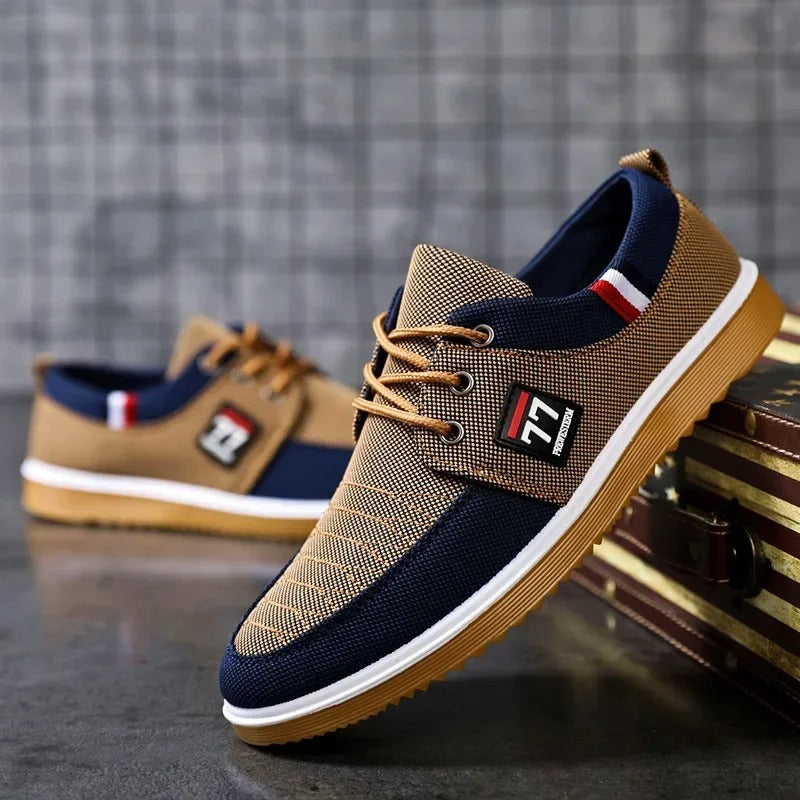Men’s Canvas Driving Shoes Soft Sole Casual Vulcanized Sneakers