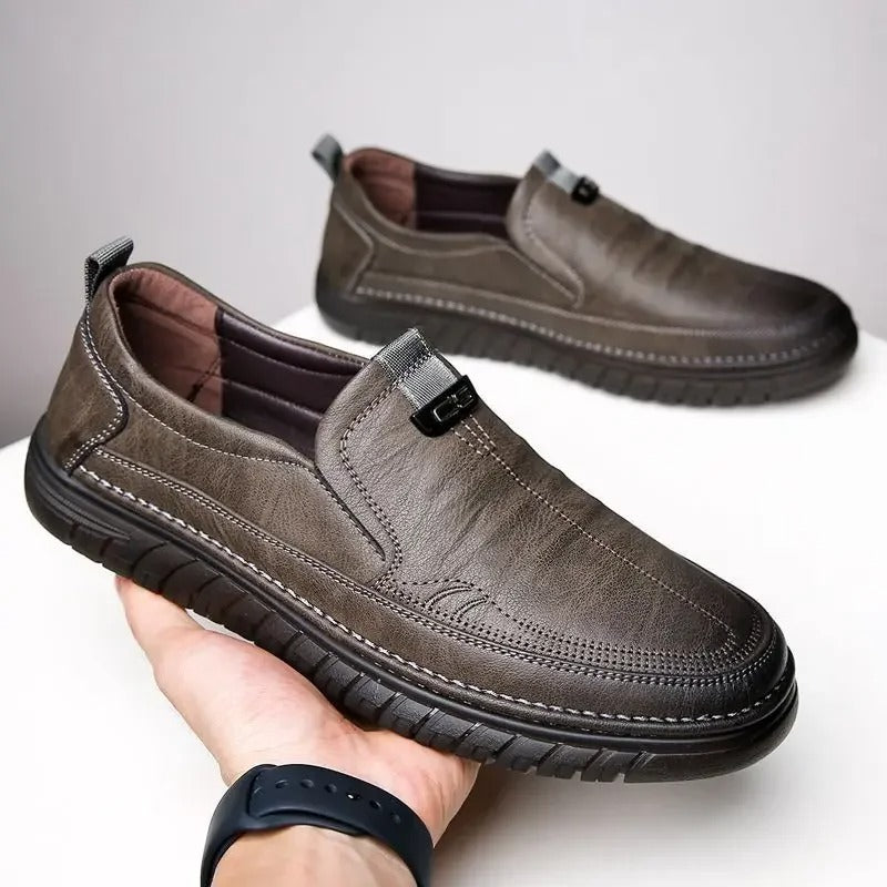 Men’s Retro Penny Loafers Genuine Leather Slip-On Casual Shoes