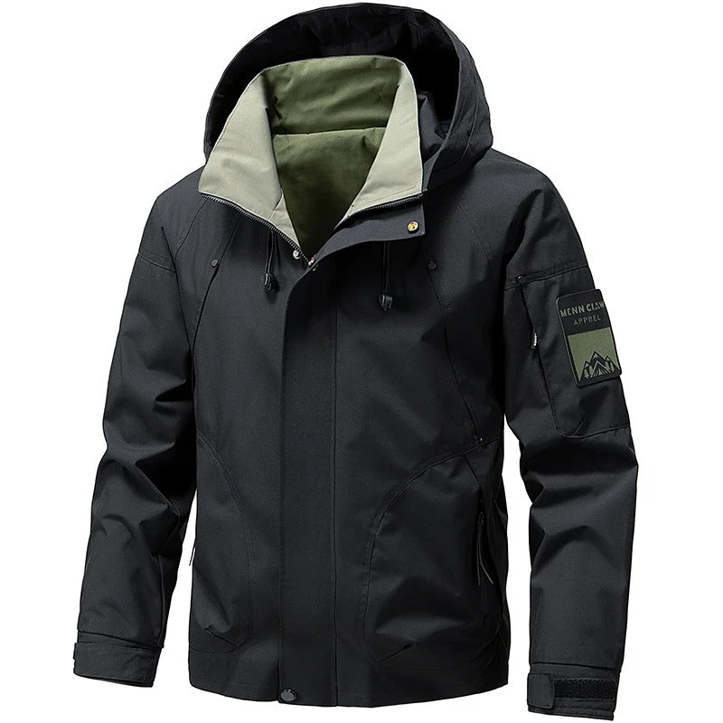 Men’s Waterproof Softshell Jacket Hooded Windbreaker Hiking Coat