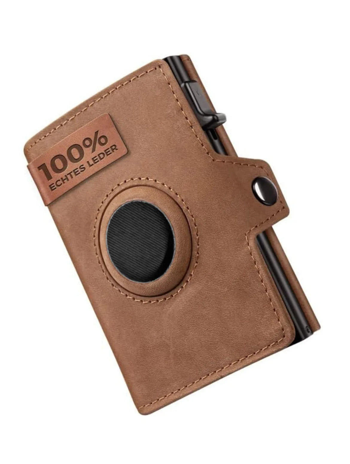 Men’s Leather RFID Wallet with Coin Pocket AirTag Slot