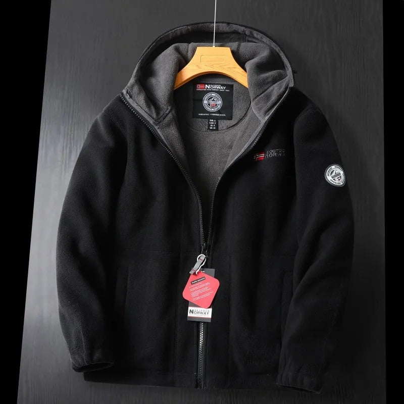 Men’s Winter Fleece Jacket Thick Wool Hooded Ski Coat