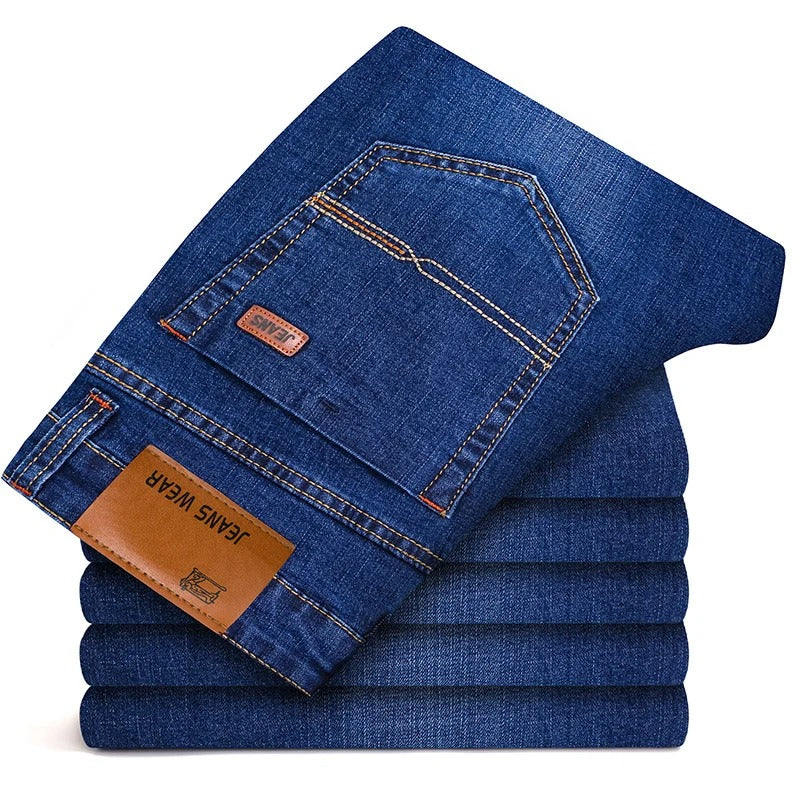 Men’s Stretch Denim Jeans Classic Straight Leg Business Casual