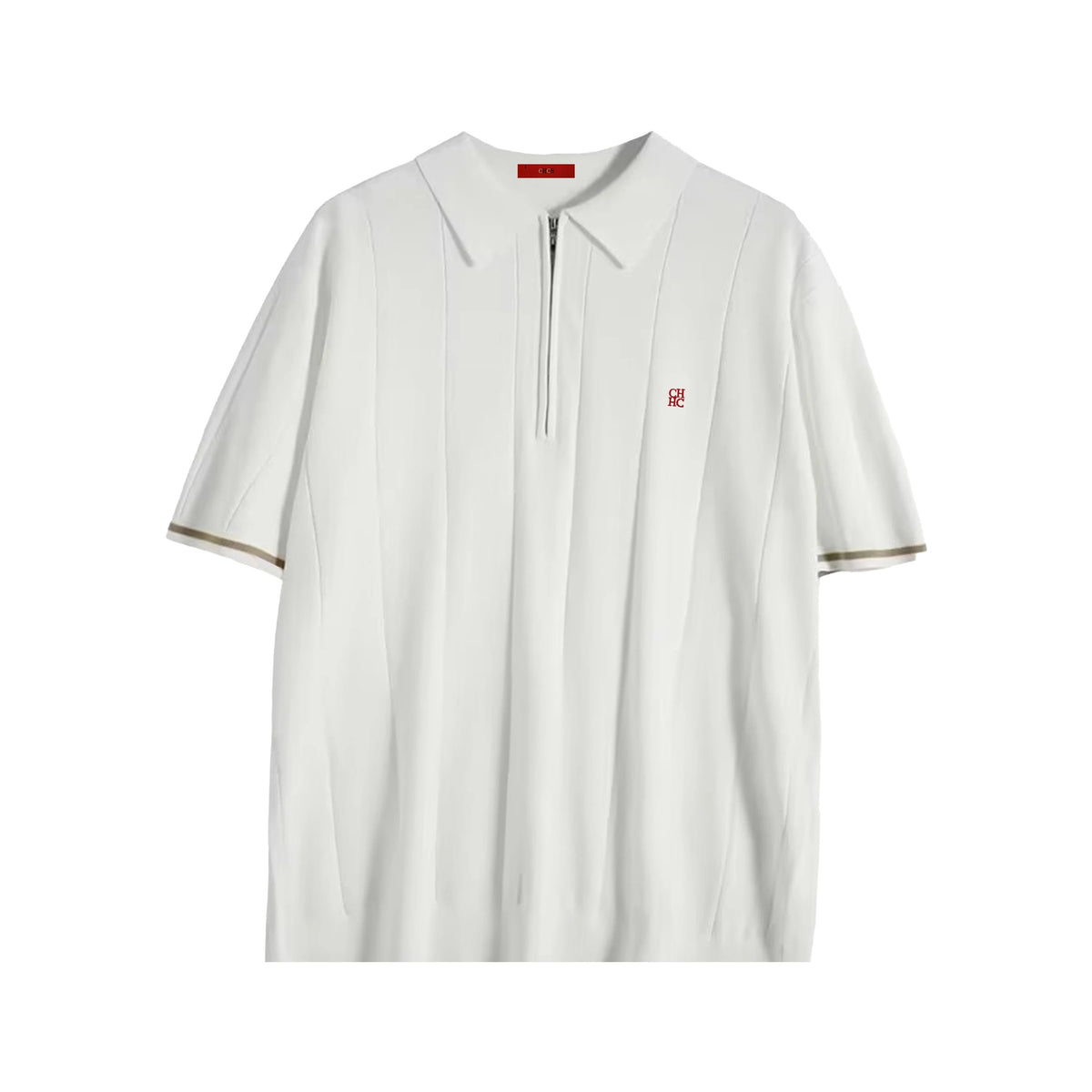 Men’s Summer Ribbed Knit Polo Shirt Breathable Textured Casual