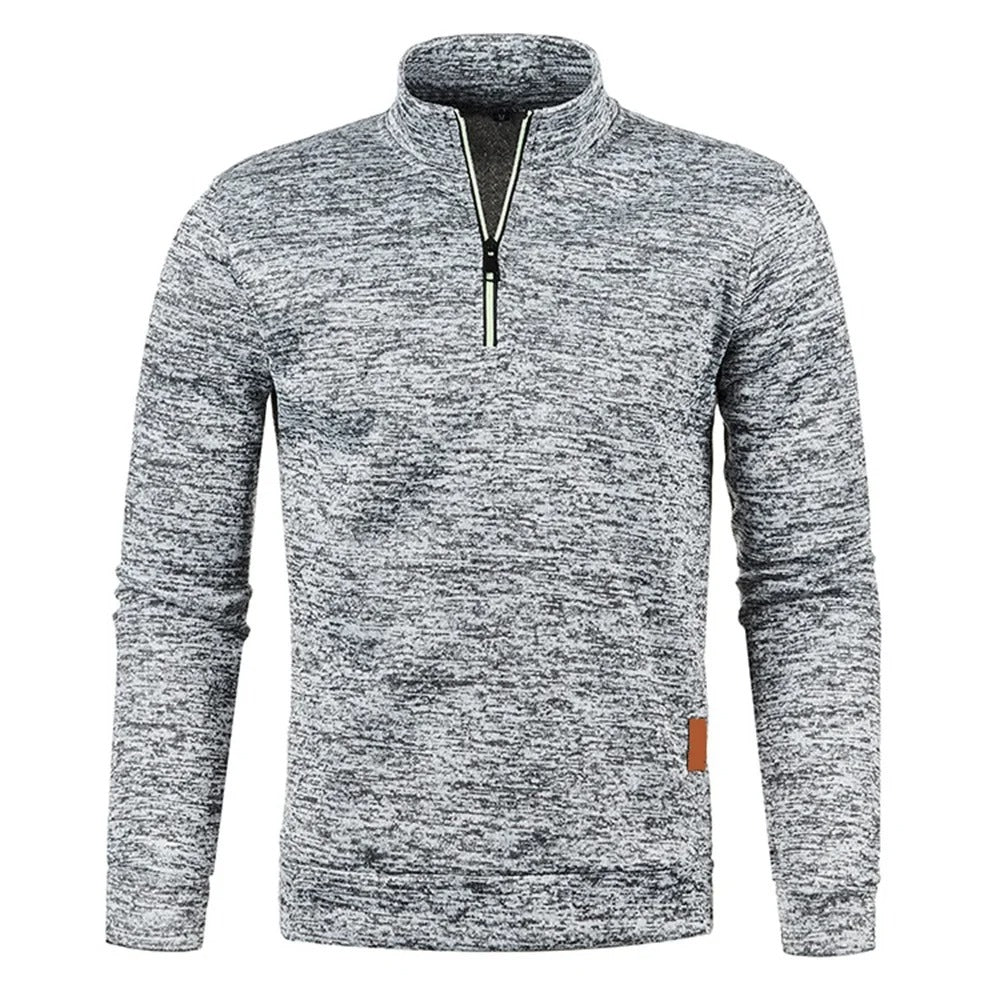 Men’s Half Zipper Pullover Thick Sweatshirt Solid Turtleneck