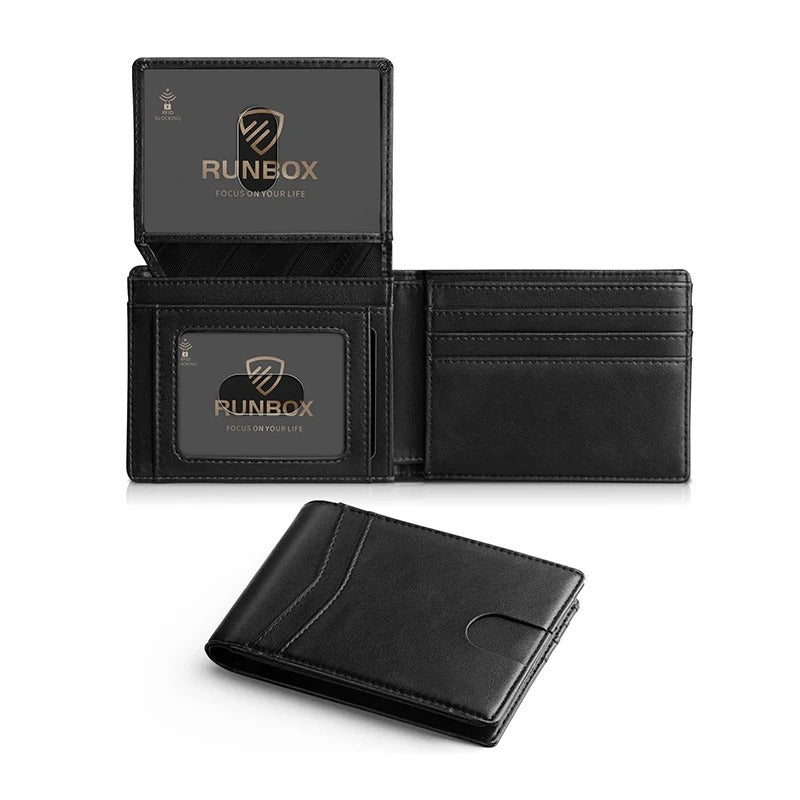 Ultra-Thin RFID Leather Men’s Wallet with ID Window