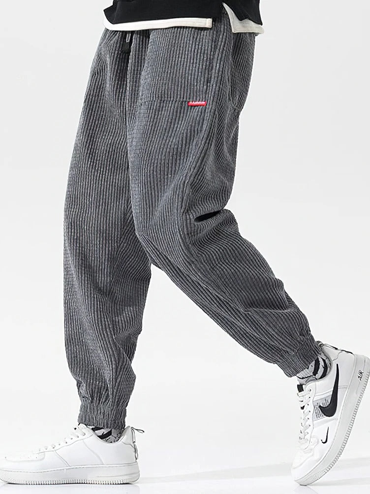 Men’s Corduroy Jogger Pants Winter Fleece Casual Sport Trousers