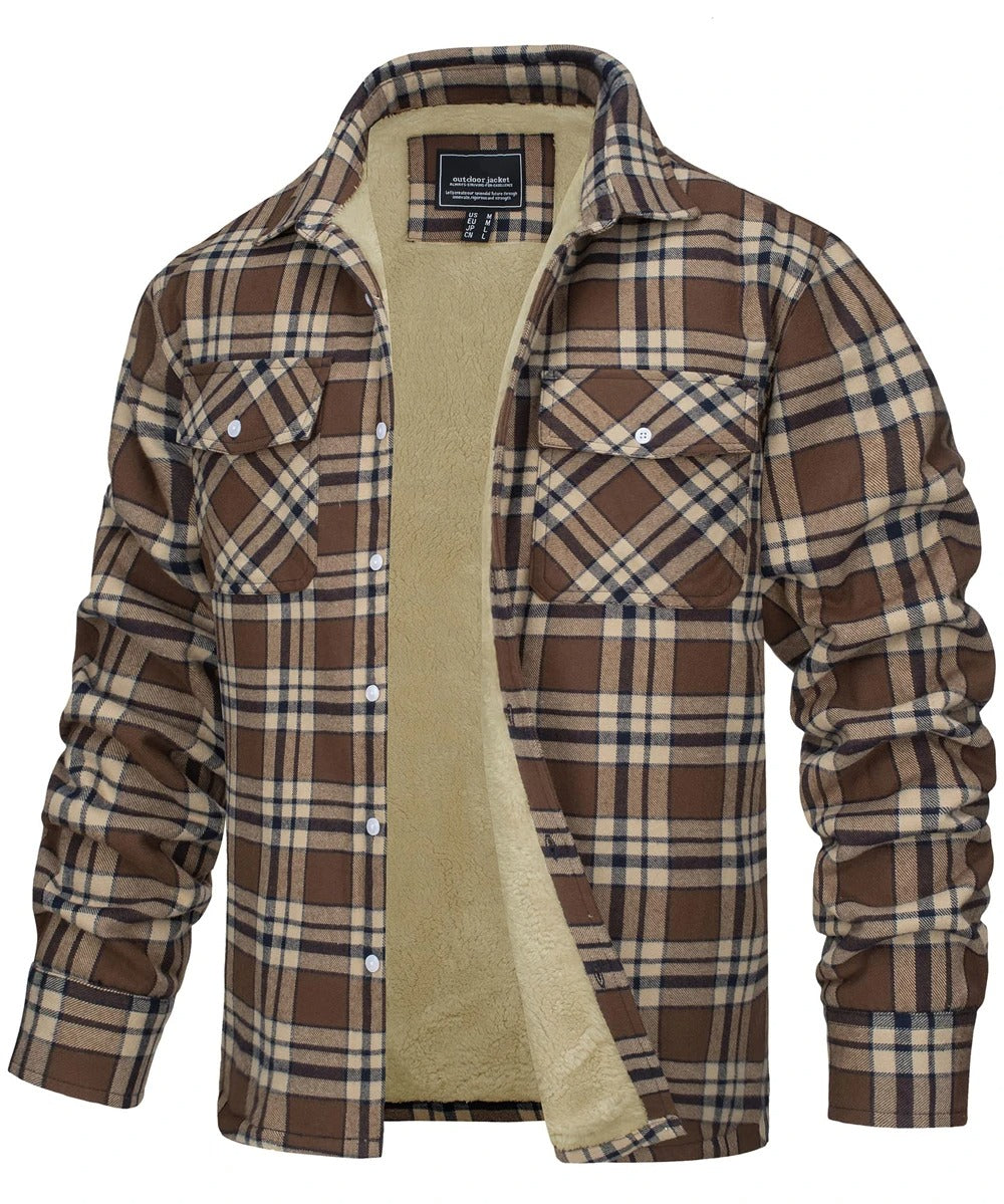 Men’s Fleece Lined Flannel Jacket Thick Plaid Work Coat