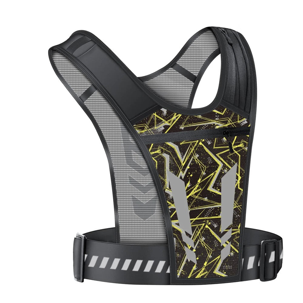 Reflective Running Vest Phone Holder Adjustable Strap with Pocket